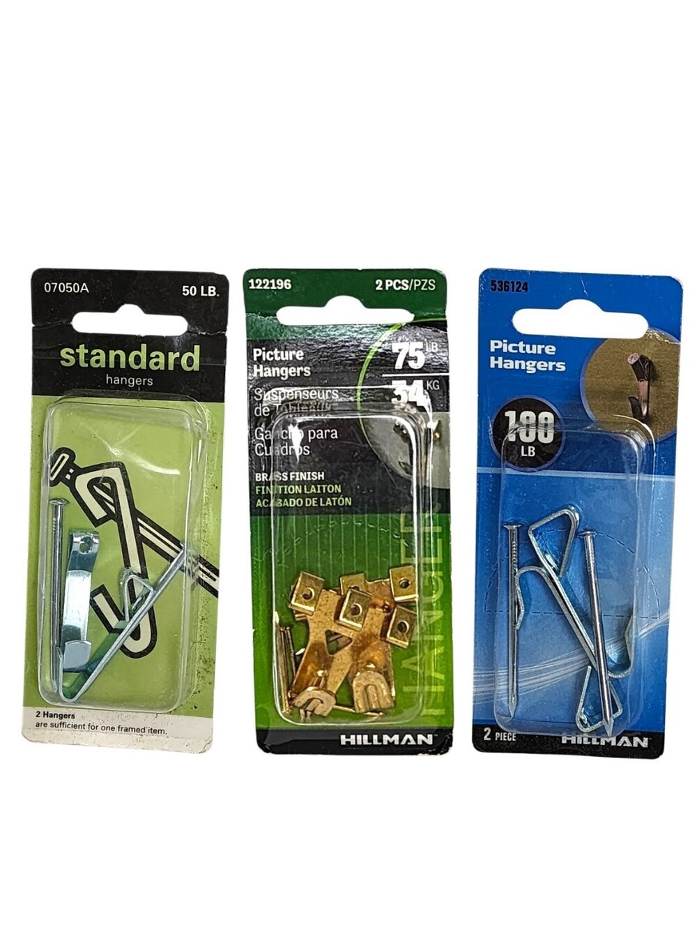 3 Boxes Of Hillman Picture Hanging Hardware, 50lbs-100lbs